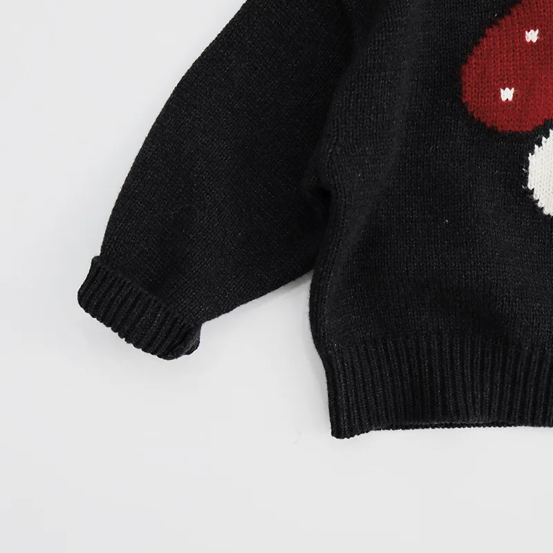 2026 New Children Mushroom Kniited Sweaters Hooded Korean Style Unisex Toddlers Kids Casual Sweater