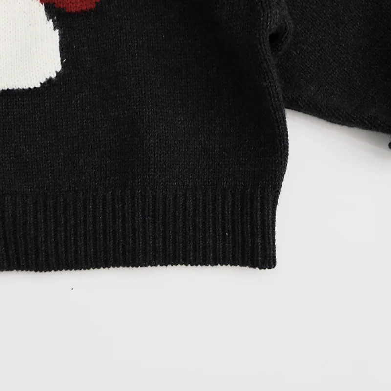 2026 New Children Mushroom Kniited Sweaters Hooded Korean Style Unisex Toddlers Kids Casual Sweater
