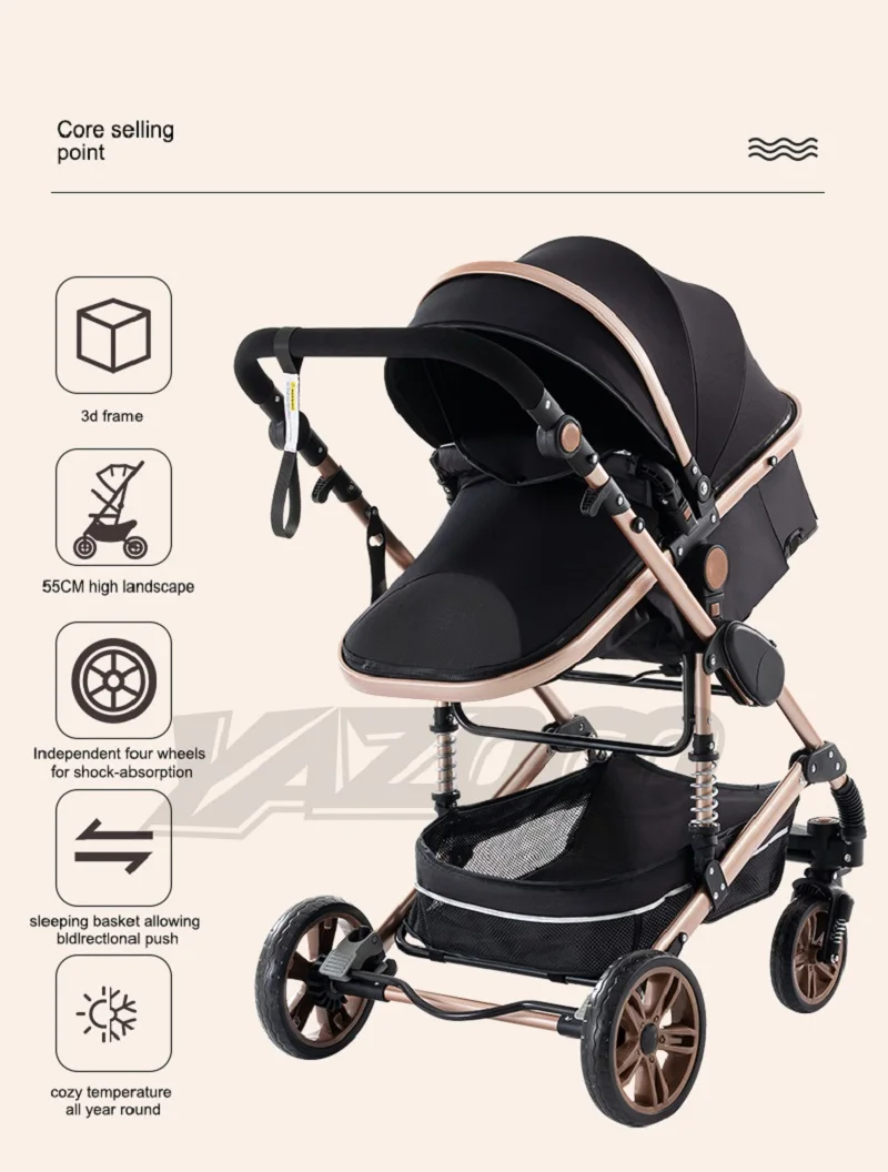 3‑in‑1 Polished Functional Infant Pushchair, Reversible Seat Module, Height‑Boosted View Chassis, Effortless One‑Step Collapsible Build, Weather‑Adaptive Padding System For Baby City Strolls And Indoor Leisure Time