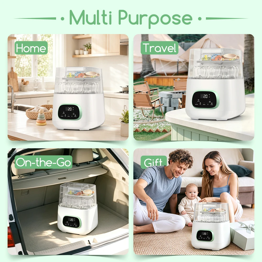 Kmaier 4-in-1 Auto Baby Bottle Washer 10L 120°C Steam Sterilizer Dryer 24H Storage Detergent Tablets for Baby Bottles & Pacifier