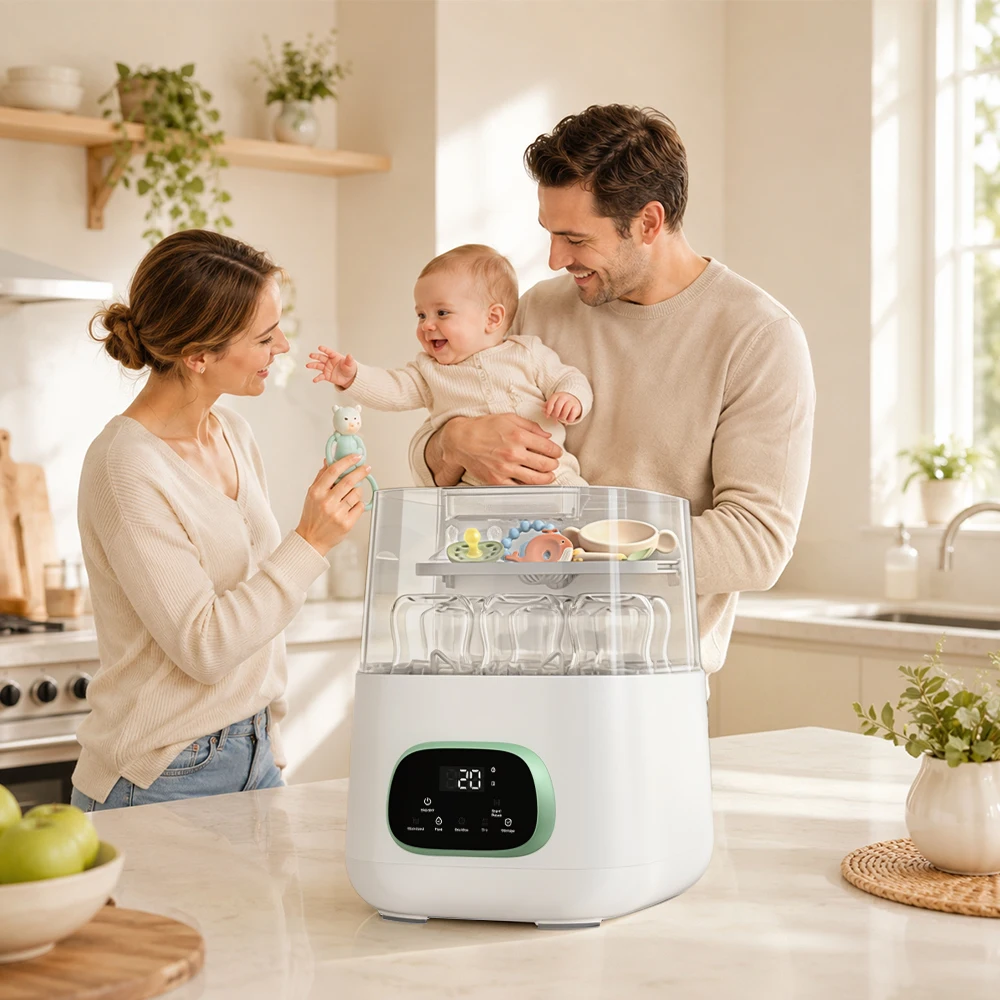 Kmaier 4-in-1 Auto Baby Bottle Washer 10L 120°C Steam Sterilizer Dryer 24H Storage Detergent Tablets for Baby Bottles & Pacifier