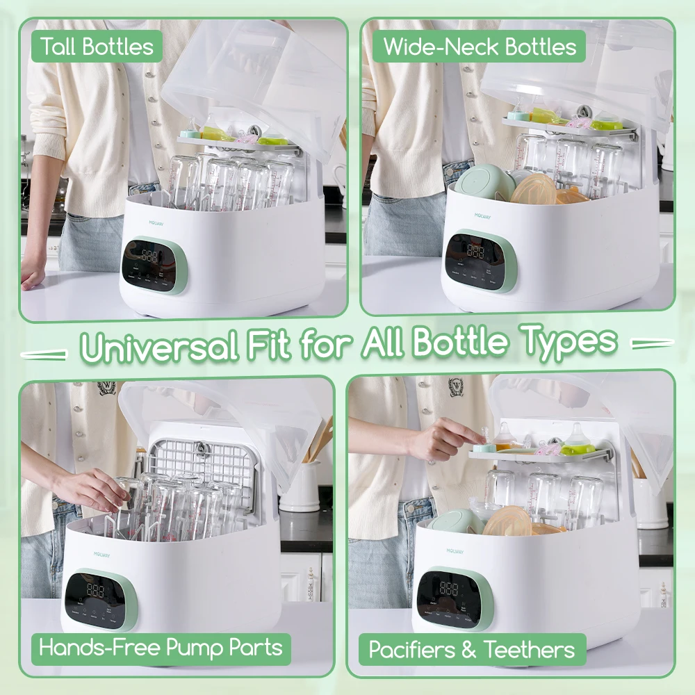 Kmaier 4-in-1 Auto Baby Bottle Washer 10L 120°C Steam Sterilizer Dryer 24H Storage Detergent Tablets for Baby Bottles & Pacifier