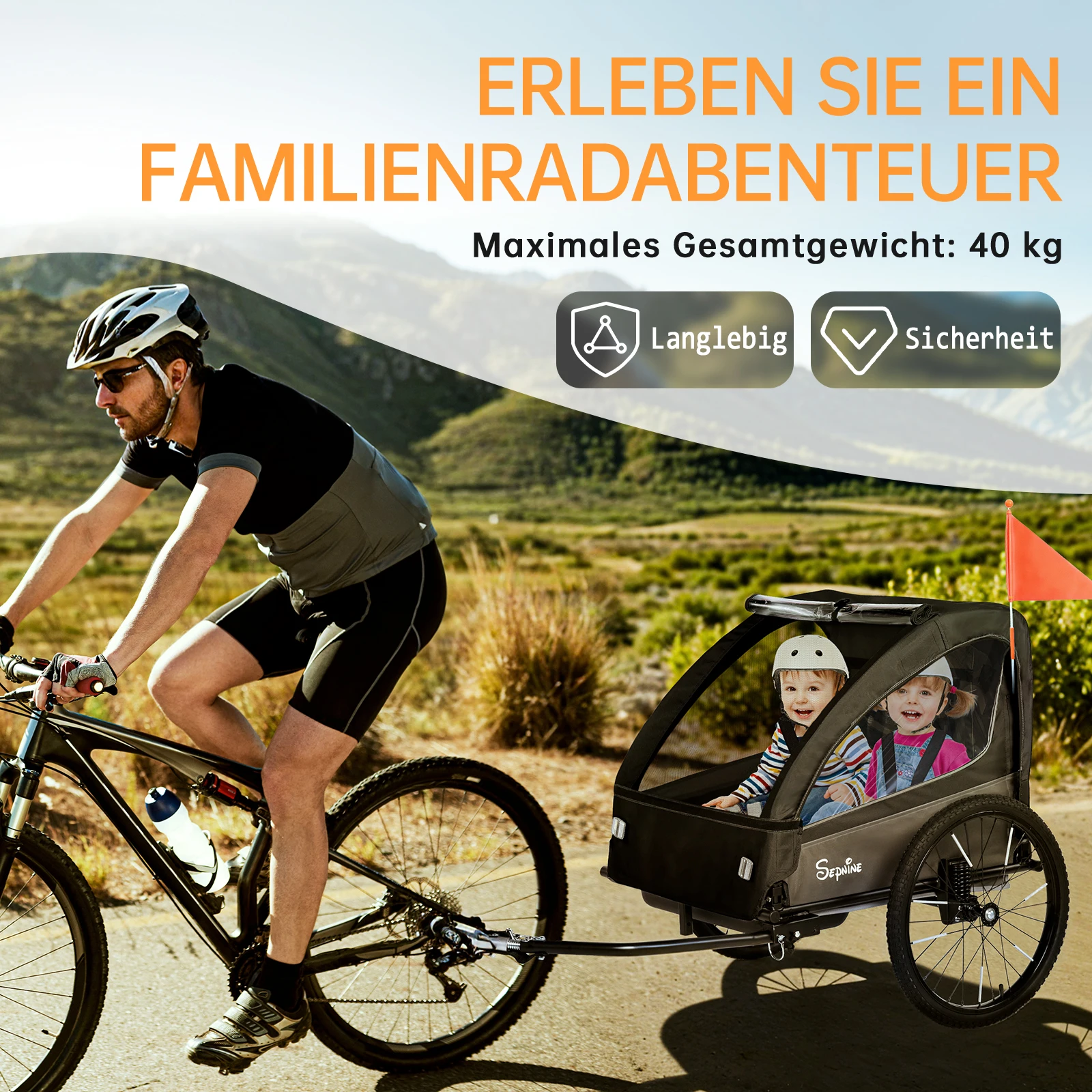 Sepnine BT920 Children Bicycle Trailer And Stroller 2-in-1 The Shock-absorbing Tire Has a Breathable Safe And Foldable Storage Space