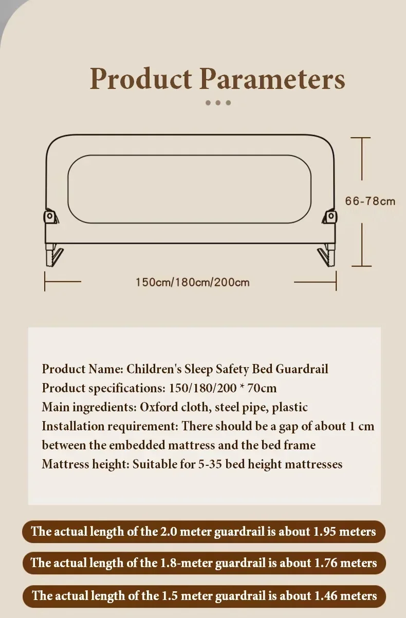 1 Side Bed Guard Rail for Toddlers 47" 59" 71" 78" Adjustable Folding Up Bed Railing Baby Bed Rails Guard for Twin Queen King Full Size Bed