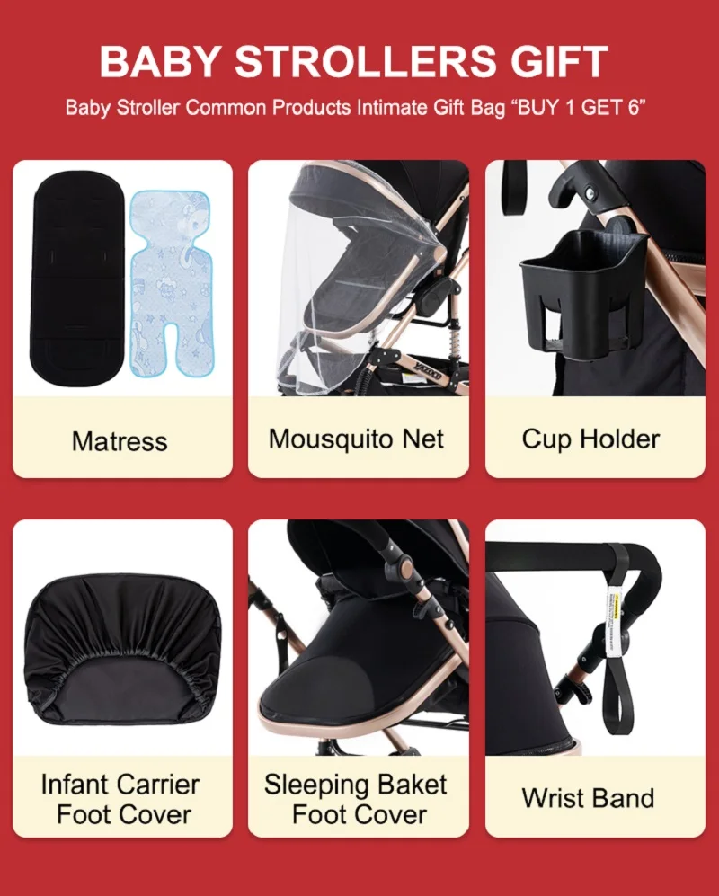 Lightweight Aluminum Frame 3-in-1 Baby Stroller, Car Seat & Sleeping Basket, Breathable Summer Pushchair, Easy Folding for High Landscape View