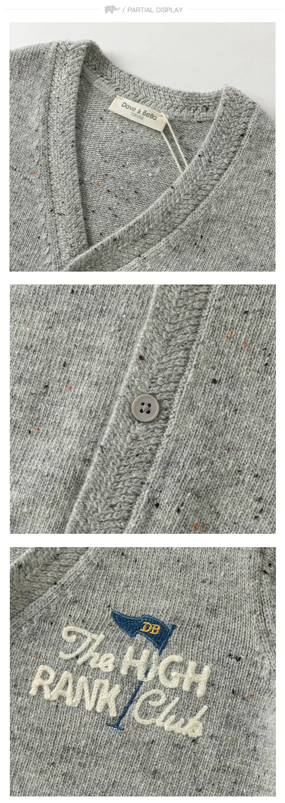 Dave Bella Boys Autumn Spring Wool Sweater Children Knitted Cardigan Kids Knitwear Long Sleeve Outwear Coat DK3263054