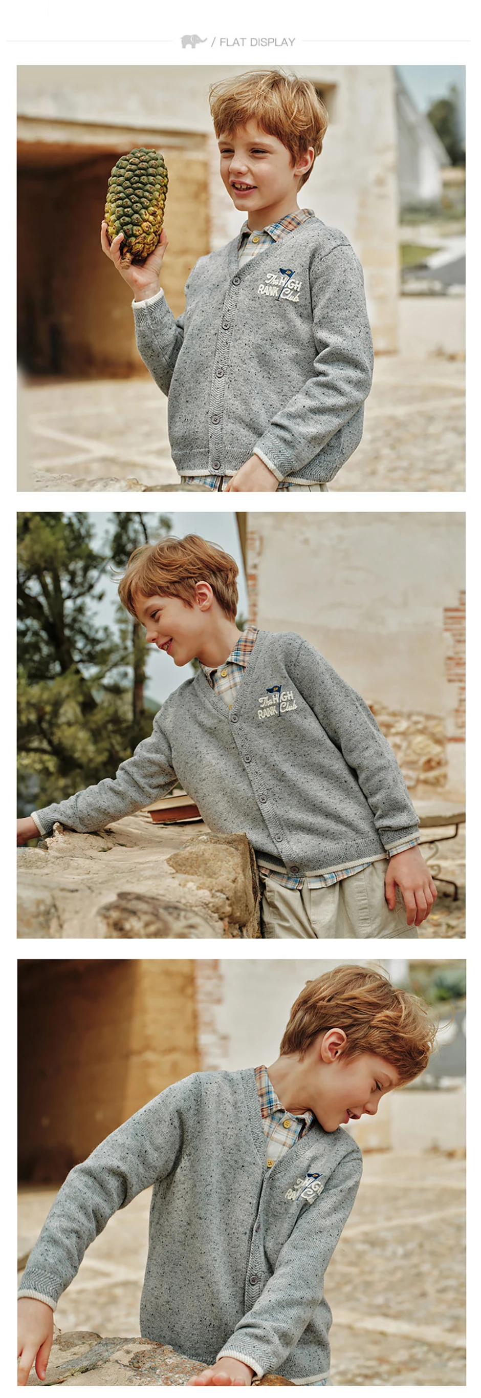 Dave Bella Boys Autumn Spring Wool Sweater Children Knitted Cardigan Kids Knitwear Long Sleeve Outwear Coat DK3263054