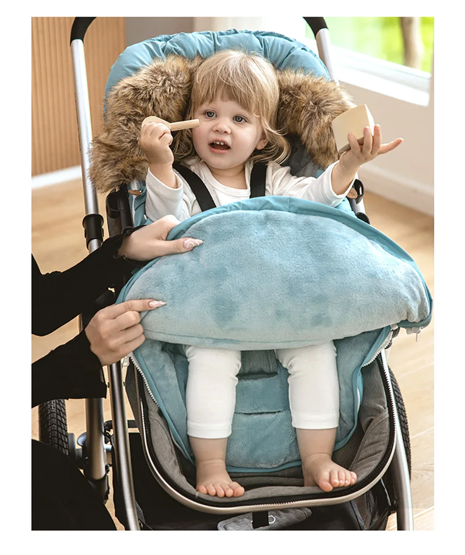 Stroller Sleeping Bag Winter Universal Pram Footmuff Removable Warm Thicker Bassinets Sleepsack For Newborns Baby Accessories