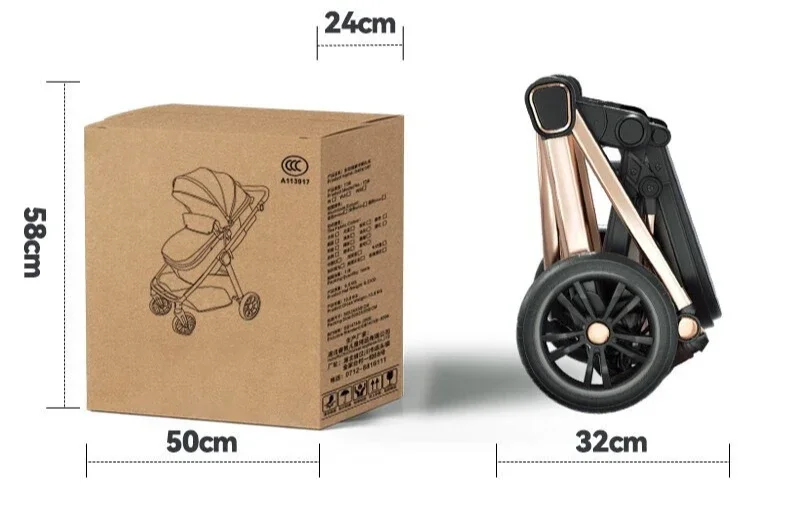 Two-way High-view Baby Stroller Can Sit, Lie, Fold, Shock-absorbing, Portable Newborn Baby Stroller