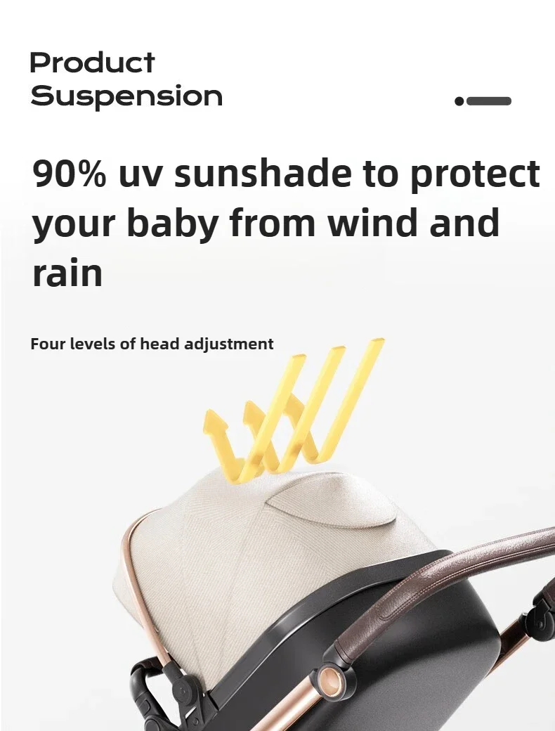 Two-way High-view Baby Stroller Can Sit, Lie, Fold, Shock-absorbing, Portable Newborn Baby Stroller