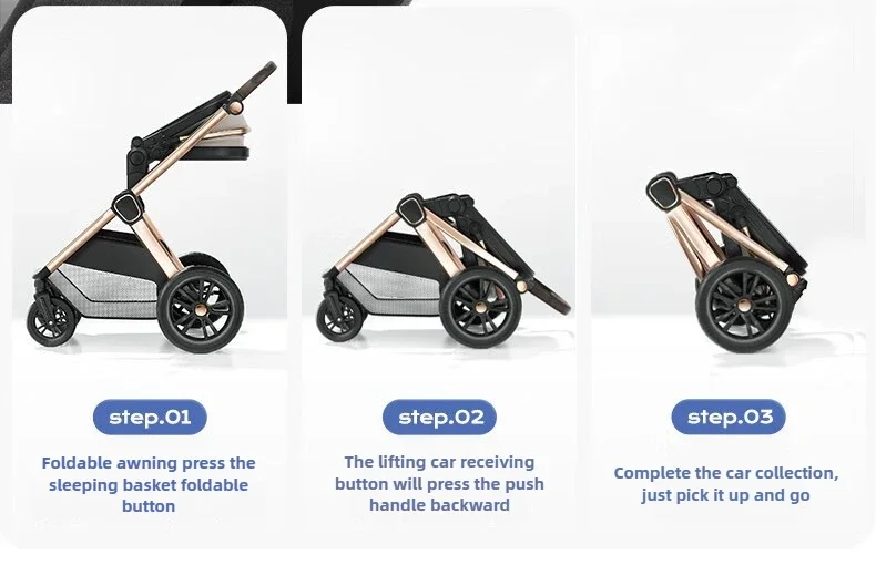Two-way High-view Baby Stroller Can Sit, Lie, Fold, Shock-absorbing, Portable Newborn Baby Stroller