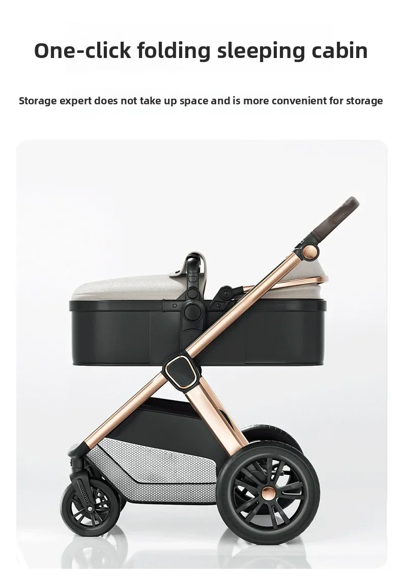 Two-way High-view Baby Stroller Can Sit, Lie, Fold, Shock-absorbing, Portable Newborn Baby Stroller