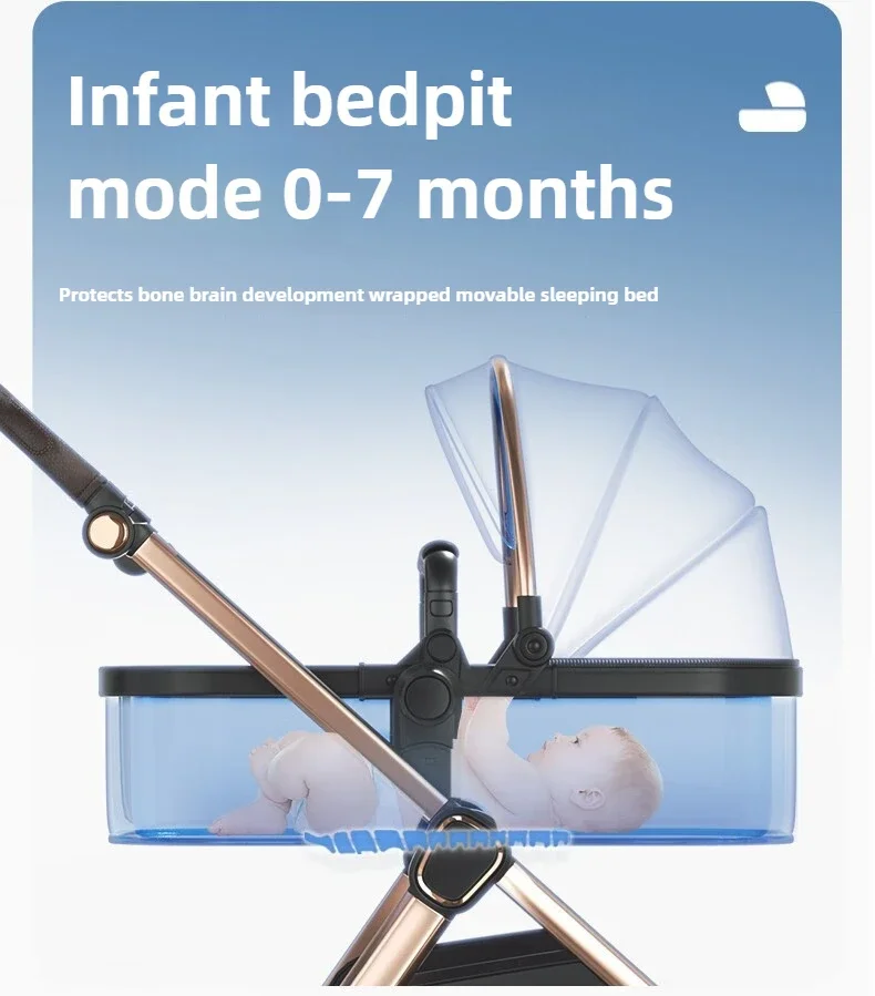 Two-way High-view Baby Stroller Can Sit, Lie, Fold, Shock-absorbing, Portable Newborn Baby Stroller