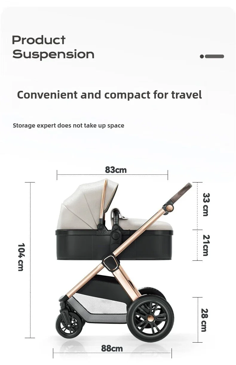 Two-way High-view Baby Stroller Can Sit, Lie, Fold, Shock-absorbing, Portable Newborn Baby Stroller