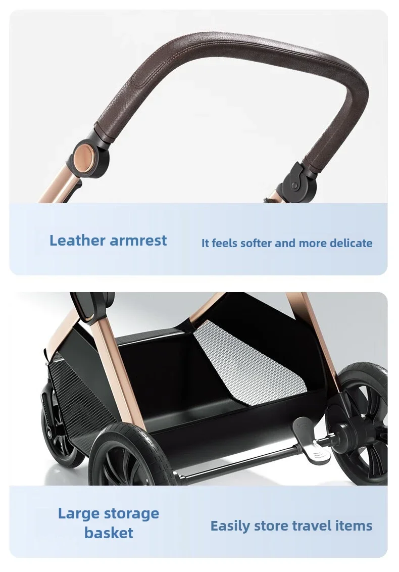 Two-way High-view Baby Stroller Can Sit, Lie, Fold, Shock-absorbing, Portable Newborn Baby Stroller