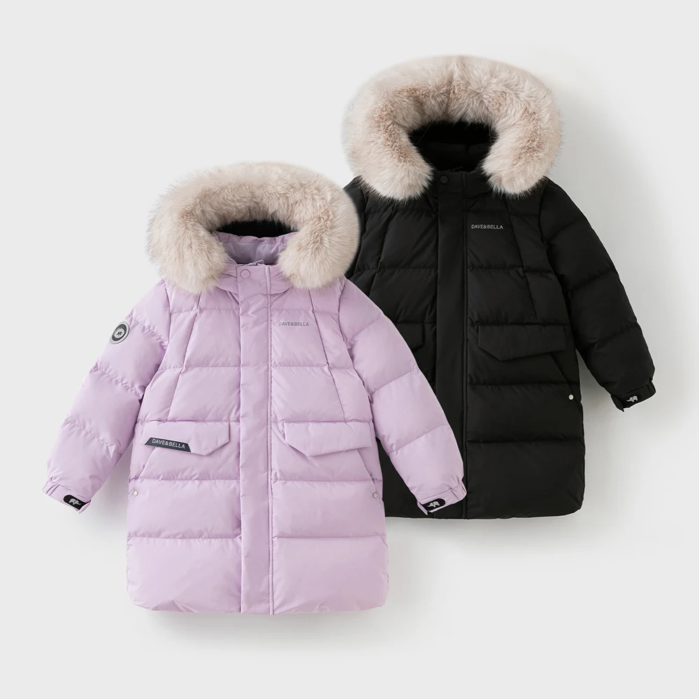 Dave Bella Girls Boys Thicken Down Parka Jacket Children Winter Warm Hooded Down Coats Waterproof Outwear Clothes DK4254239