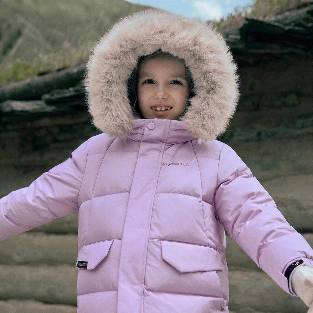 Dave Bella Girls Boys Thicken Down Parka Jacket Children Winter Warm Hooded Down Coats Waterproof Outwear Clothes DK4254239