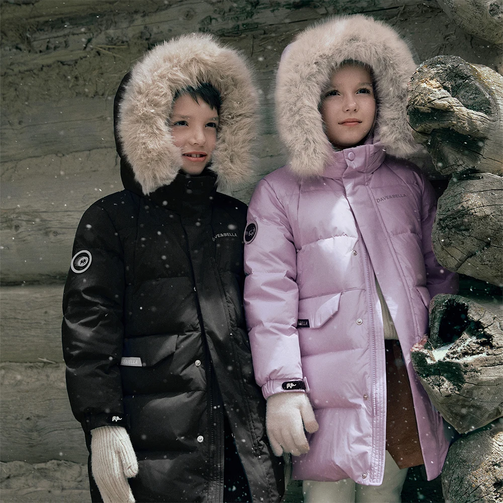 Dave Bella Girls Boys Thicken Down Parka Jacket Children Winter Warm Hooded Down Coats Waterproof Outwear Clothes DK4254239