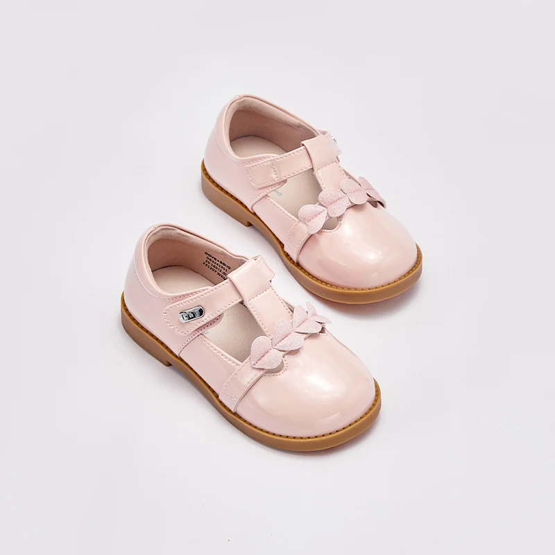 Dave Bella 2025 Autumn Children Girls Leather Shoes Rubber Soft Bottom Non-Slip Shoes Pink Kid Leather Shoes DB3241351