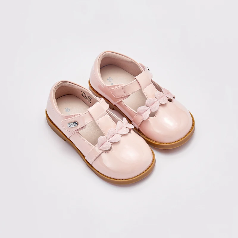 Dave Bella 2025 Autumn Children Girls Leather Shoes Rubber Soft Bottom Non-Slip Shoes Pink Kid Leather Shoes DB3241351