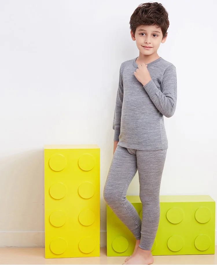 Merino Wool Thermal Kids Underwear Set Baby Girl Boys Winter Thicker 260GSM Soft Clothes