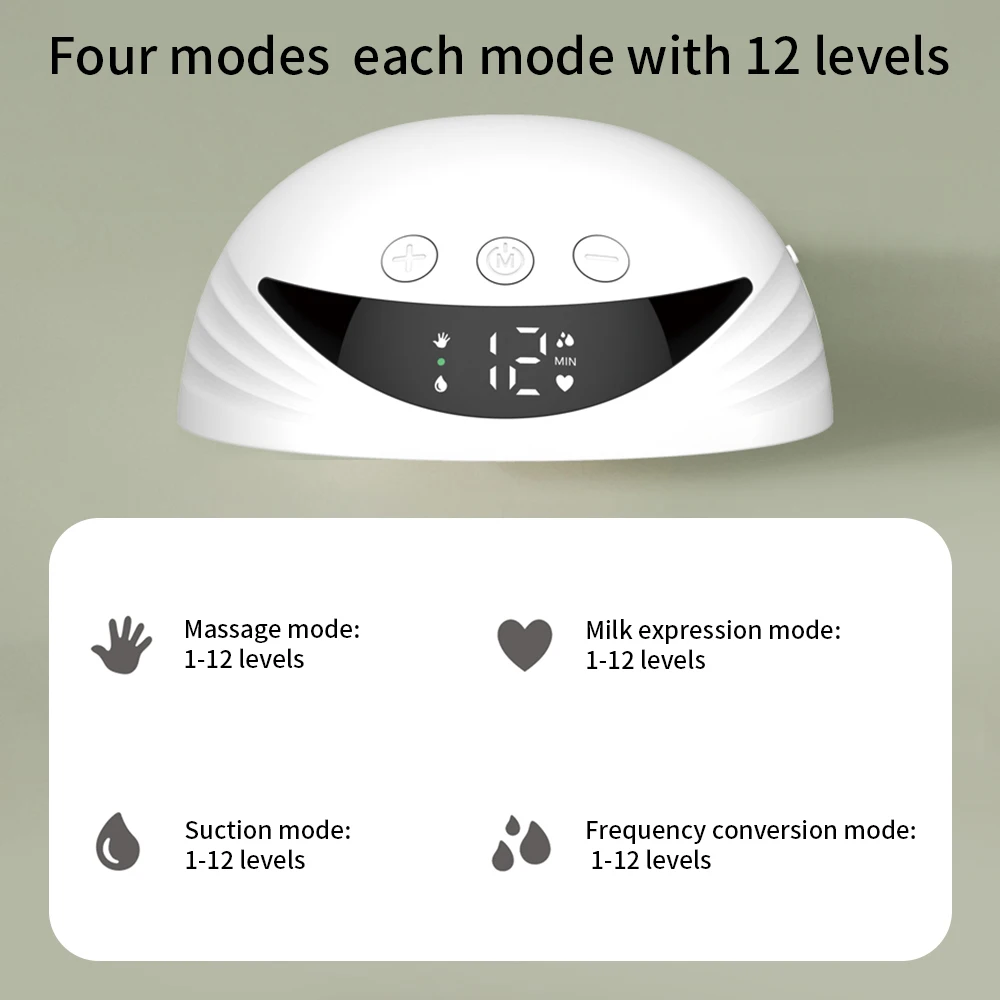 2PCS Hands Free Breast Pump Wearable Electric Breast Pump Lightweight with LED Display 4 Modes & 12 Levels Electric Breast Pump