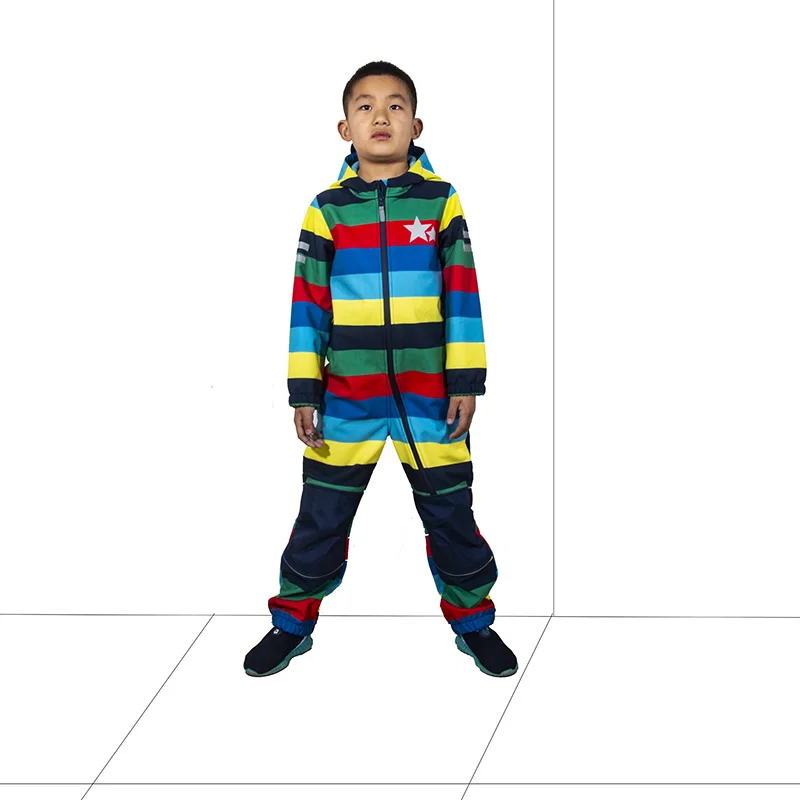 Children's soft shell waterproof jumpsuit for boys and girls one-piece romper to keep warm, waterproof, windproof and velvet