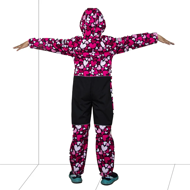 Children's soft shell waterproof jumpsuit for boys and girls one-piece romper to keep warm, waterproof, windproof and velvet