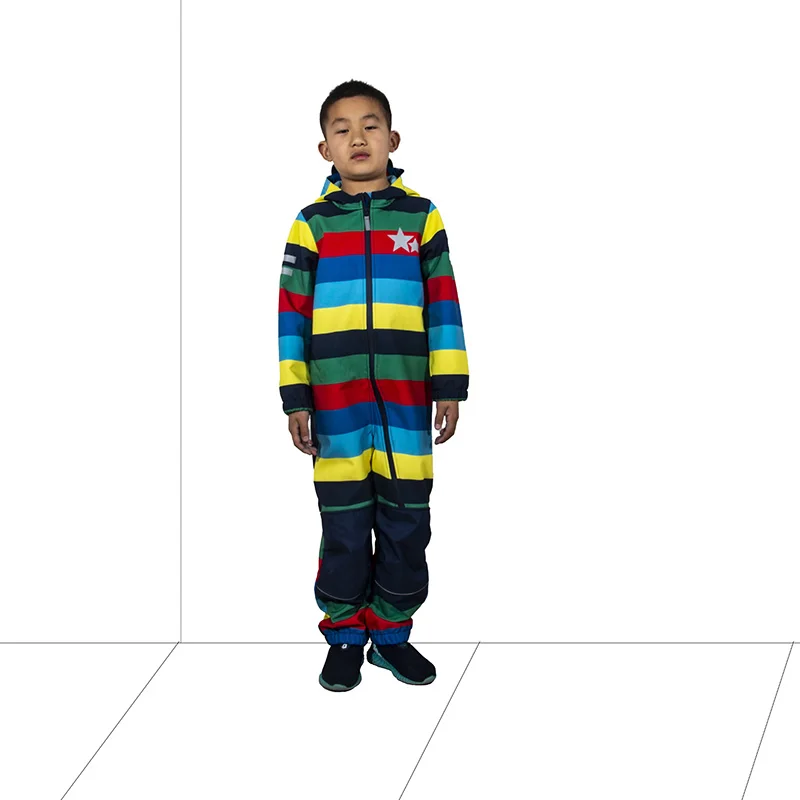 Children's soft shell waterproof jumpsuit for boys and girls one-piece romper to keep warm, waterproof, windproof and velvet