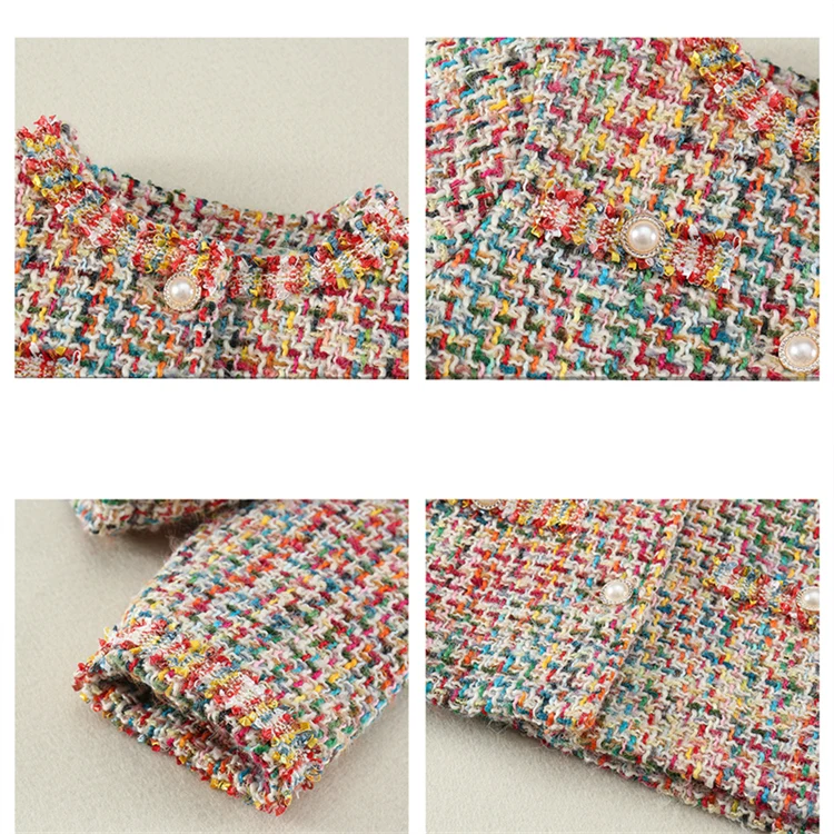 Luxury Designers Baby Kids Cropped Tweed Jacket with Button for Girls High Fashion Streetwear Korean Child Spring Autumn Coat