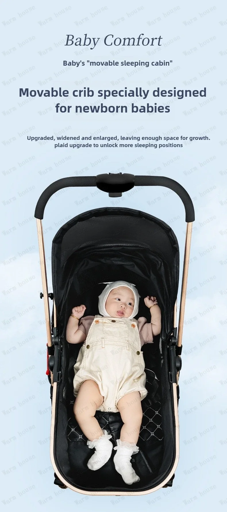 Portable 3-in-1 Baby Stroller Lightweight Travel Baby Stroller Foldable 3-in-1 Baby Stroller with Car Seat High Views,two-way