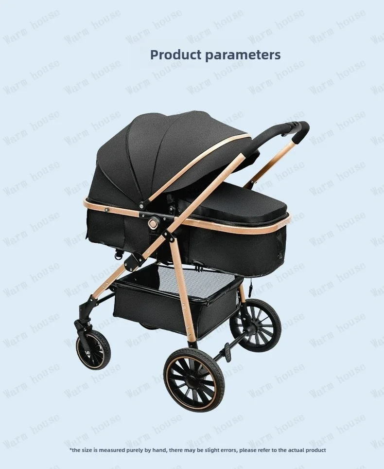 Portable 3-in-1 Baby Stroller Lightweight Travel Baby Stroller Foldable 3-in-1 Baby Stroller with Car Seat High Views,two-way