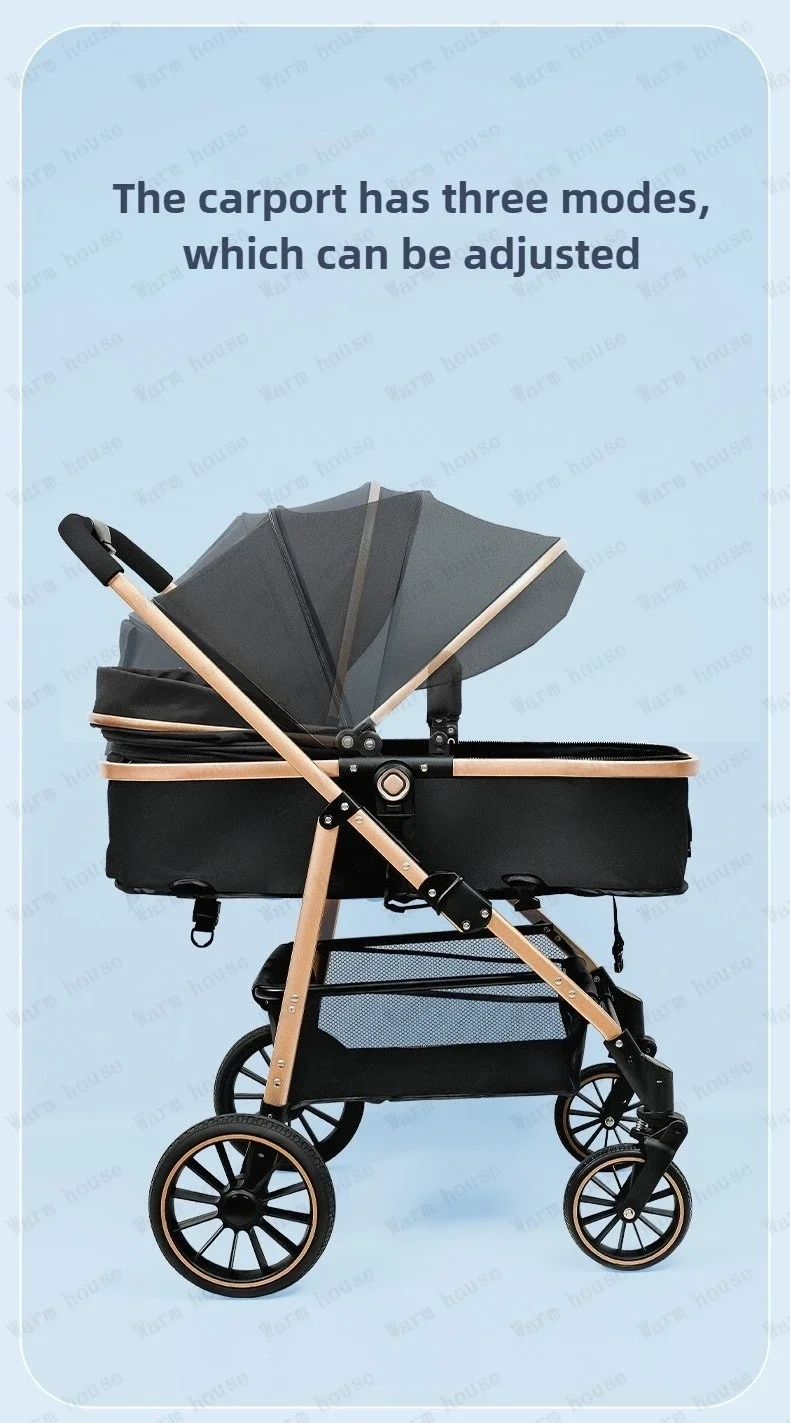 Portable 3-in-1 Baby Stroller Lightweight Travel Baby Stroller Foldable 3-in-1 Baby Stroller with Car Seat High Views,two-way