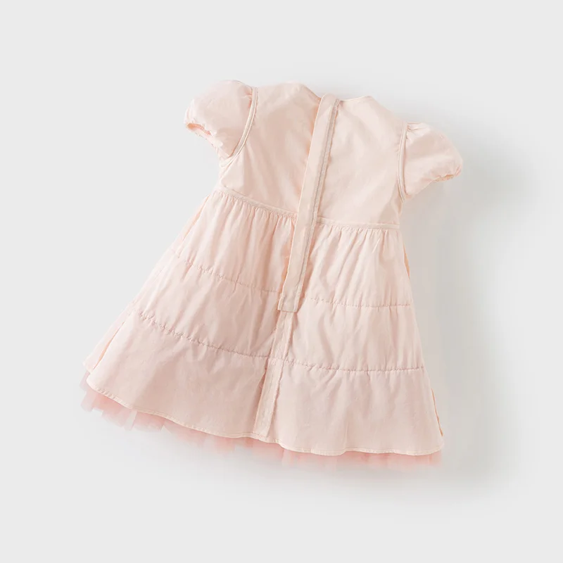 Dave Bella Girls Baby Princess Dress Summer Sweet Cute Bubble Sleeves Elegant Pink Mesh Layered Dress Party Outdoor DB2251649