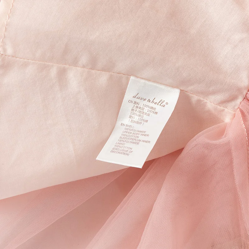 Dave Bella Girls Baby Princess Dress Summer Sweet Cute Bubble Sleeves Elegant Pink Mesh Layered Dress Party Outdoor DB2251649