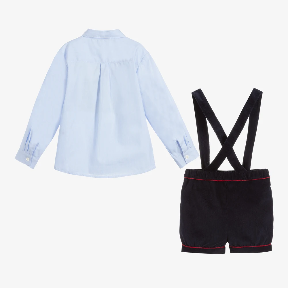 Boys Spanish Clothes Set Baby Long Sleeve Shirts Navy Shorts Infant Birthday Holiday Outfits Children Boutique Spain Clothing