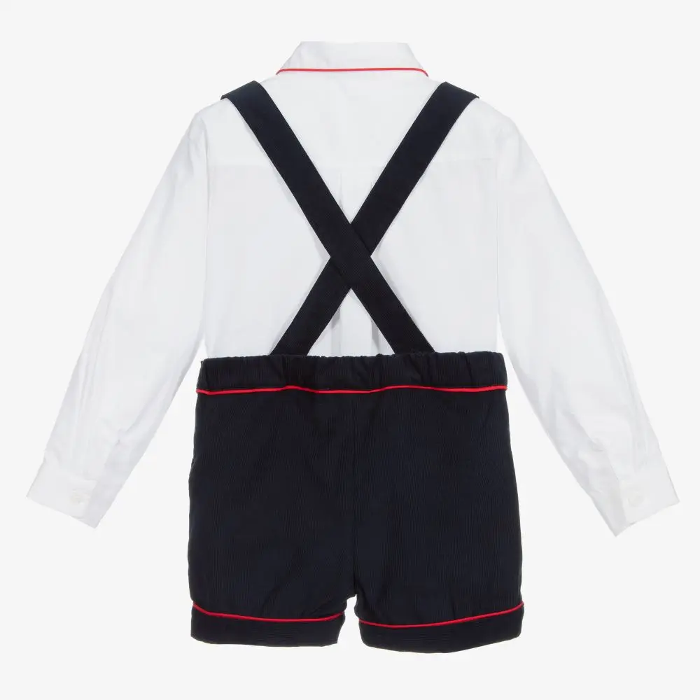 Boys Spanish Clothes Set Baby Long Sleeve Shirts Navy Shorts Infant Birthday Holiday Outfits Children Boutique Spain Clothing