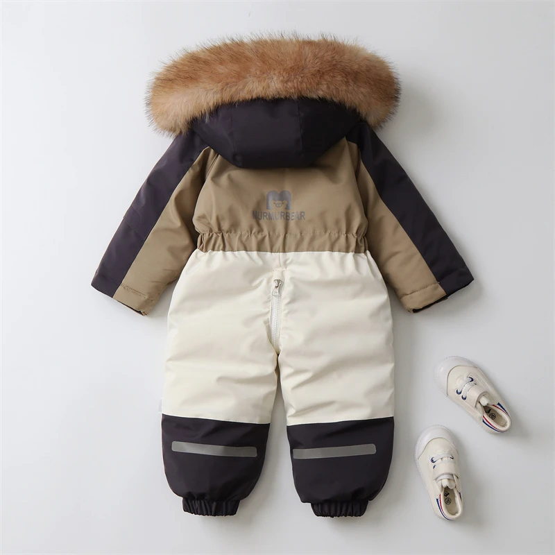 -30 Degree Baby Winter Coat Thicken Baby Jumpsuit Warm Children Jacket Waterproof Kids Ski Suit Hooded Baby Snowsuit 1-5 Years