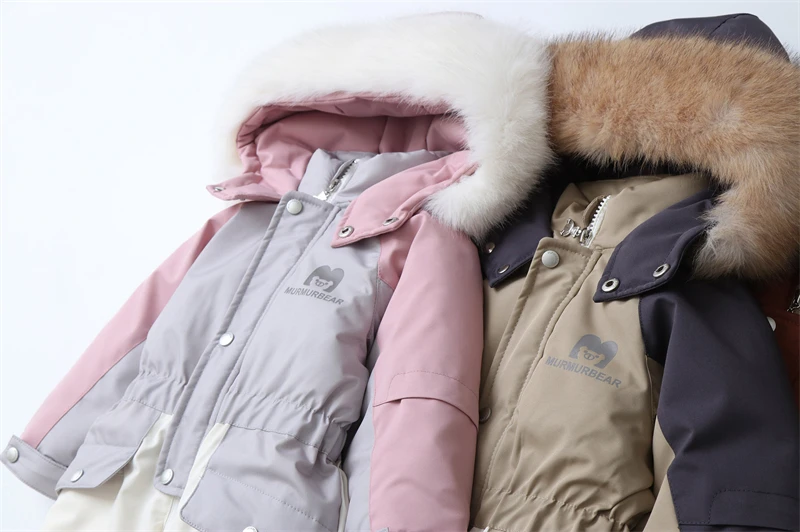 -30 Degree Baby Winter Coat Thicken Baby Jumpsuit Warm Children Jacket Waterproof Kids Ski Suit Hooded Baby Snowsuit 1-5 Years