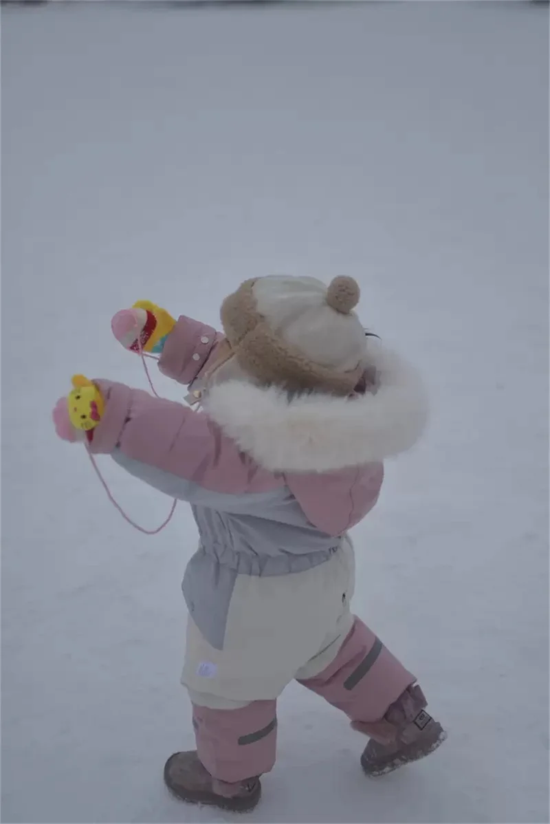 -30 Degree Baby Winter Coat Thicken Baby Jumpsuit Warm Children Jacket Waterproof Kids Ski Suit Hooded Baby Snowsuit 1-5 Years