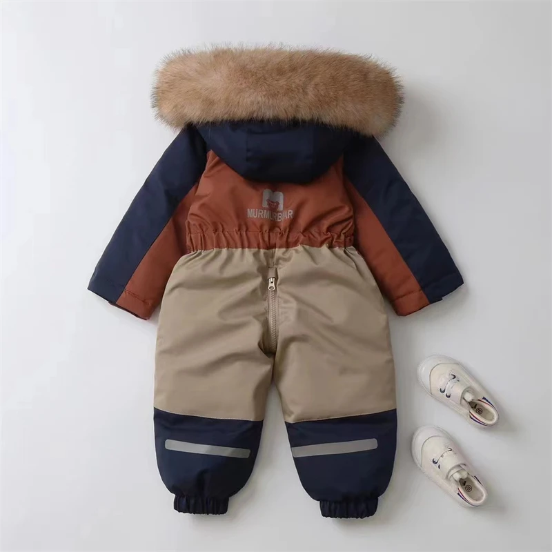 -30 Degree Baby Winter Coat Thicken Baby Jumpsuit Warm Children Jacket Waterproof Kids Ski Suit Hooded Baby Snowsuit 1-5 Years