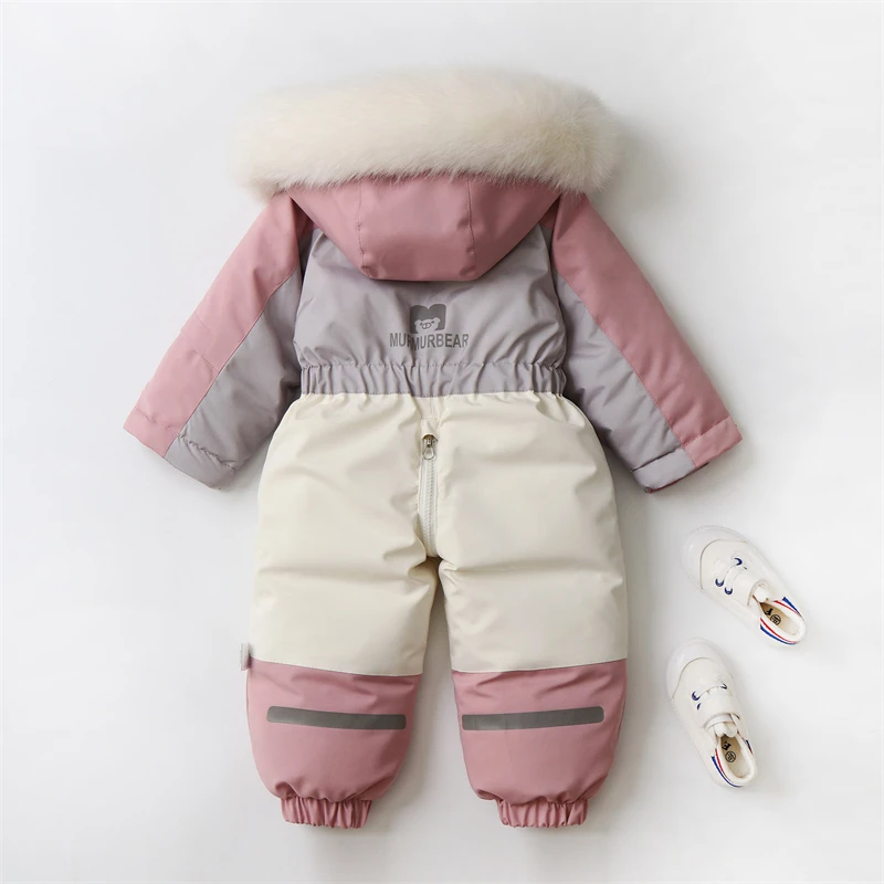 -30 Degree Baby Winter Coat Thicken Baby Jumpsuit Warm Children Jacket Waterproof Kids Ski Suit Hooded Baby Snowsuit 1-5 Years
