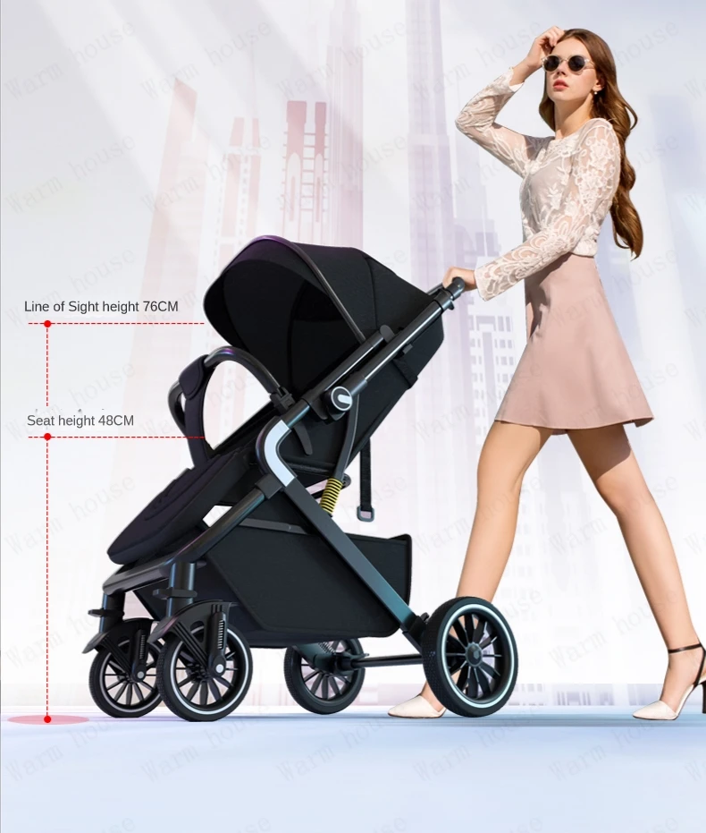 High Landscape Shock absorption Baby Stroller Portable Travel Folding Prams Sit and lie down in both directions Baby carriage
