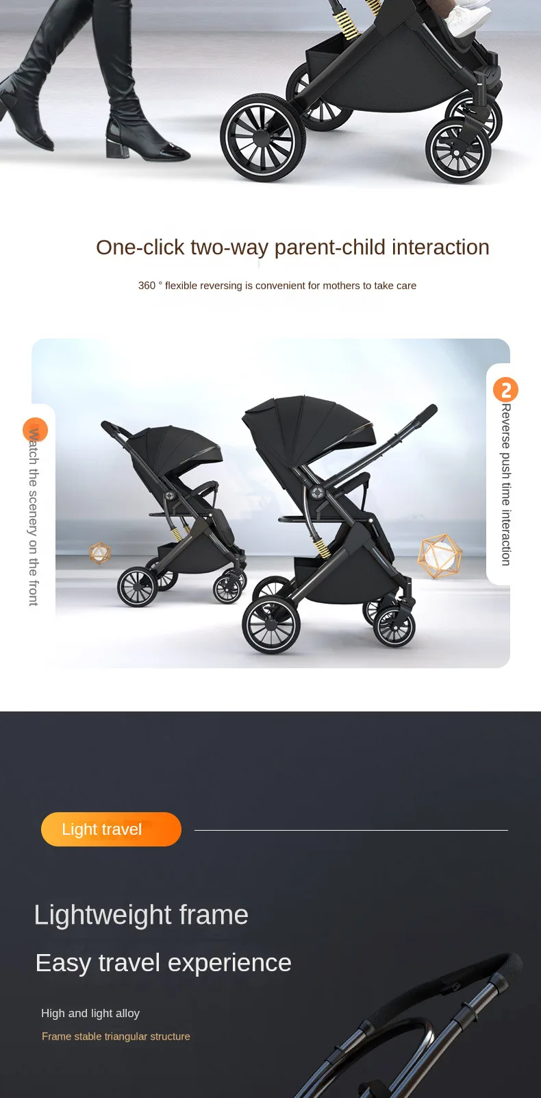 High Landscape Shock absorption Baby Stroller Portable Travel Folding Prams Sit and lie down in both directions Baby carriage