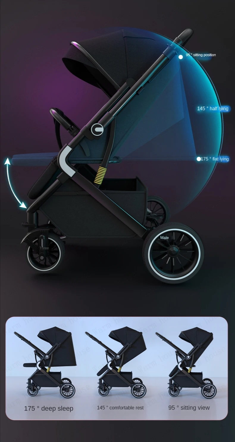 High Landscape Shock absorption Baby Stroller Portable Travel Folding Prams Sit and lie down in both directions Baby carriage