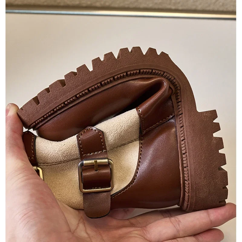 Children High Boots for Girls 2024 Autumn Winter New Fashion and Comfortable British Style Casual Versatile Trendy Leather Shoes