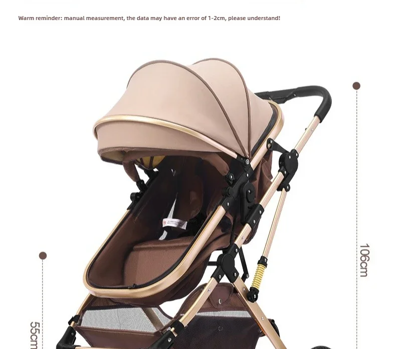 Newborn 3-in-1 Stroller with High View, Two-way Sitting and Lying Function, Baby Stroller with Carrycot and Car Safety Seat