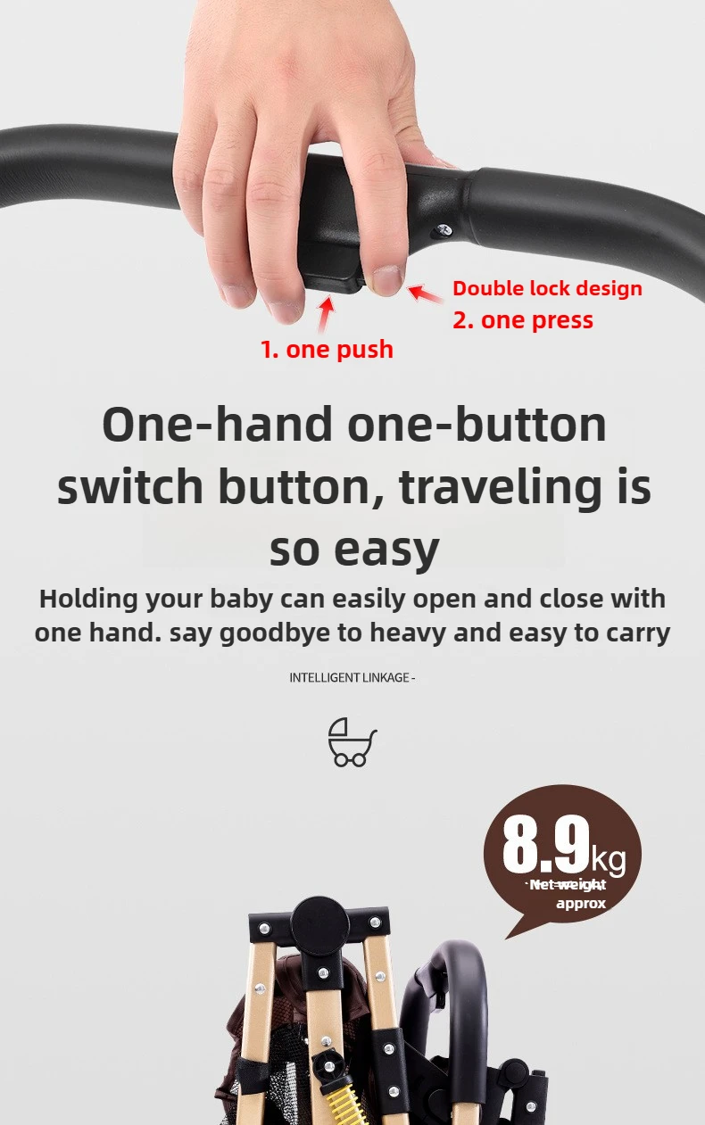 Newborn 3-in-1 Stroller with High View, Two-way Sitting and Lying Function, Baby Stroller with Carrycot and Car Safety Seat