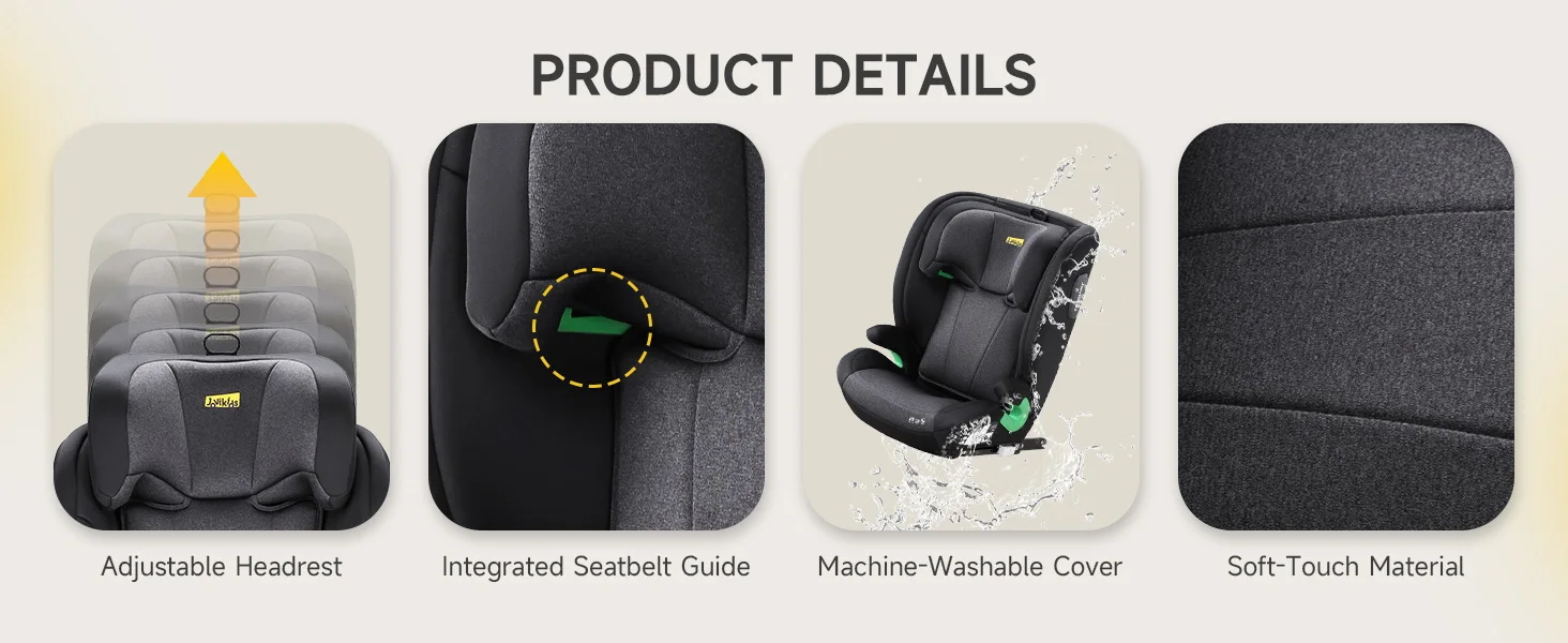 Jovikids LEON All-Round Protection High Back Booster Seat – i-Size, 100-150cm, for Infant & Child