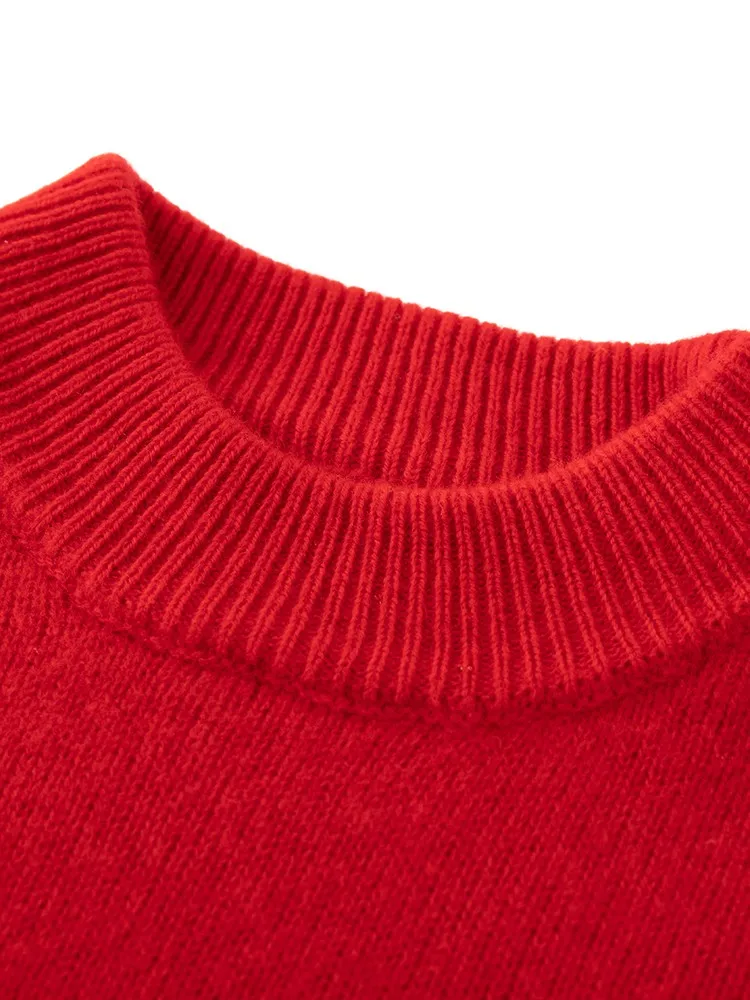 Children's Wool Sweater Pullover Autumn Winter Girls Boys Basic Mock Neck 100% Merino Wool Knitwear Kids Cashmere Thick Clothing
